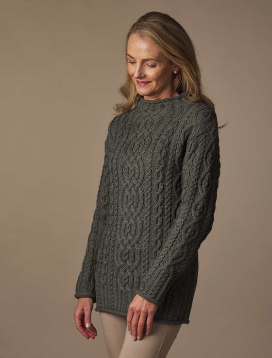 Aran Cashmere Super Soft Aran Roll Neck Sweater