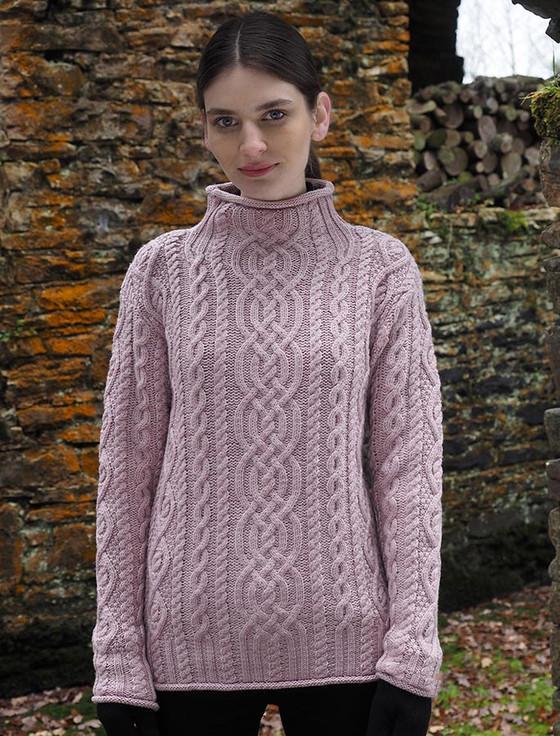 aran cashmere Super Soft Aran Roll Neck Sweater