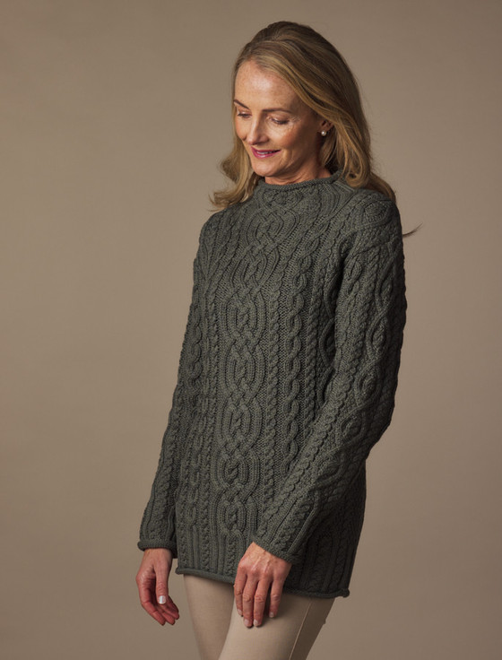 Aran Cashmere Super Soft Aran Roll Neck Sweater‎
