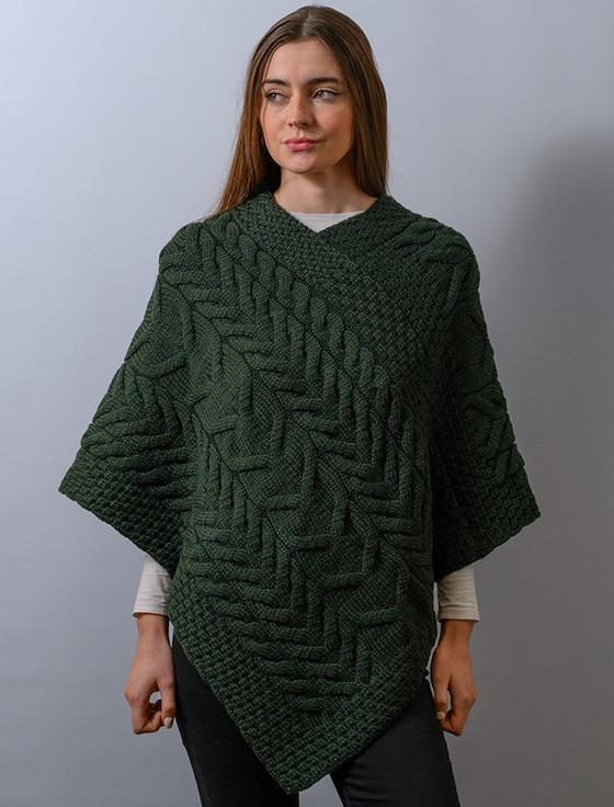 aran cashmere ‎Super Soft Cabl‎e Stitch Poncho‎‎