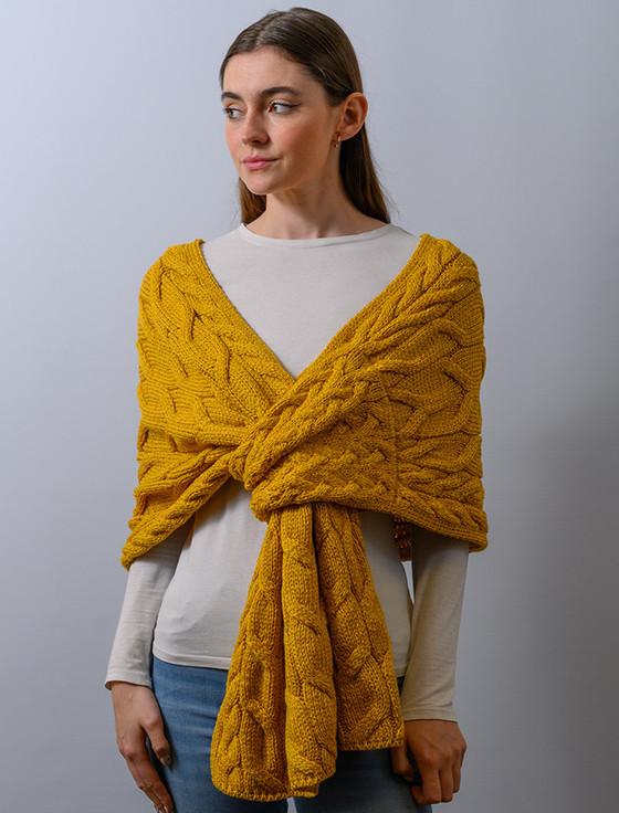 aran cashmere Super Soft Cable‎d Shawl‎‎‎‎‎