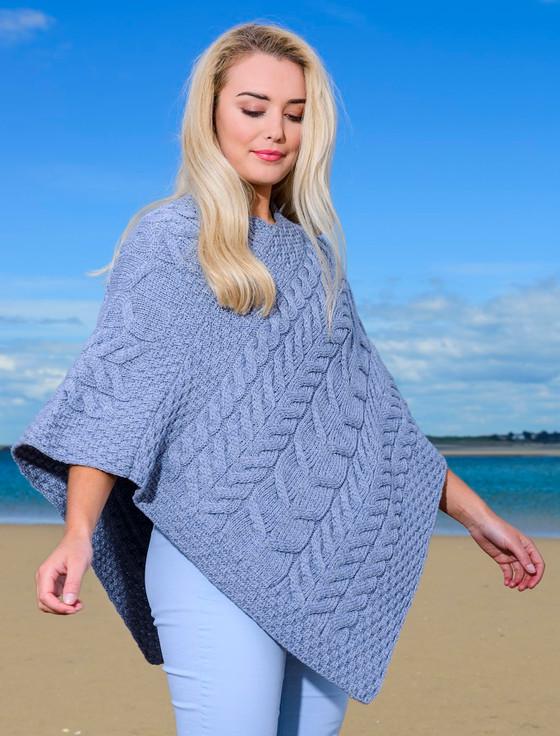 Aran Cashmere Super Soft Cable Stitch Ponc‎ho‎‎