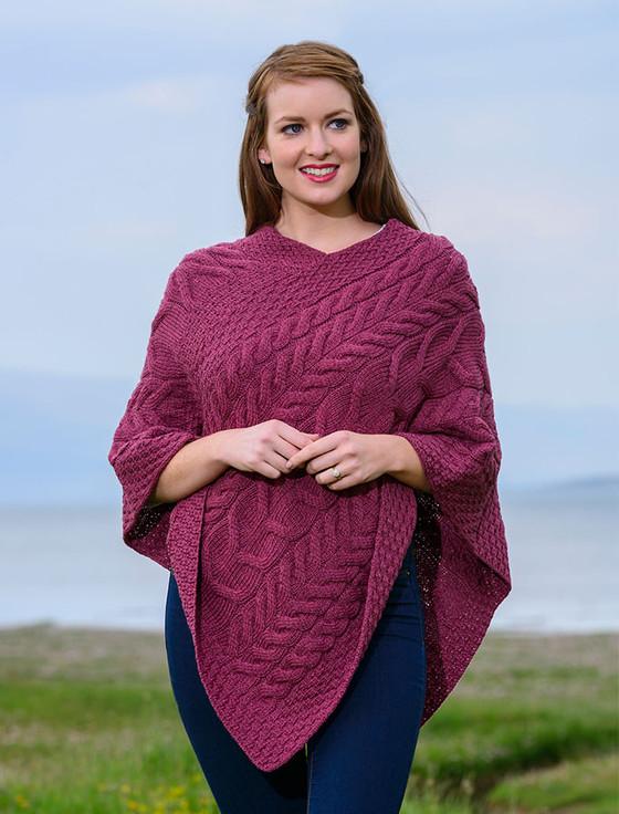 Aran Cashmere Super Soft Cable Stitch Poncho‎‎‎‎