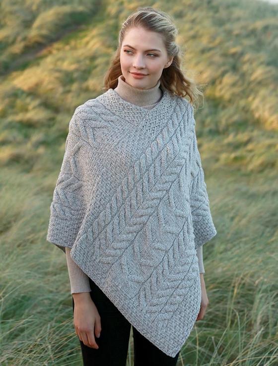 aran cashmere Super Soft Cable Stitch Poncho‎‎‎‎‎‎‎