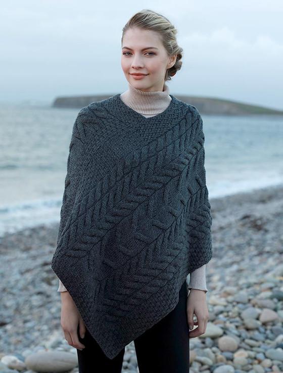 aran cashmere Super Soft Cable Stitch Poncho‎‎‎‎‎