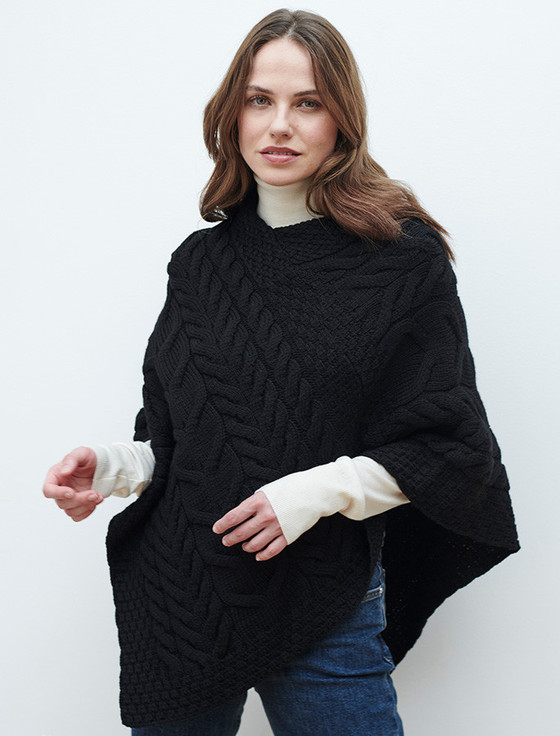 aran cashmere Super Soft‎ Cable Stitch‎‎ Poncho‎‎