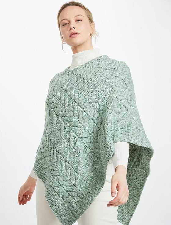 aran cashmere Super Soft Cable Stitch Poncho‎