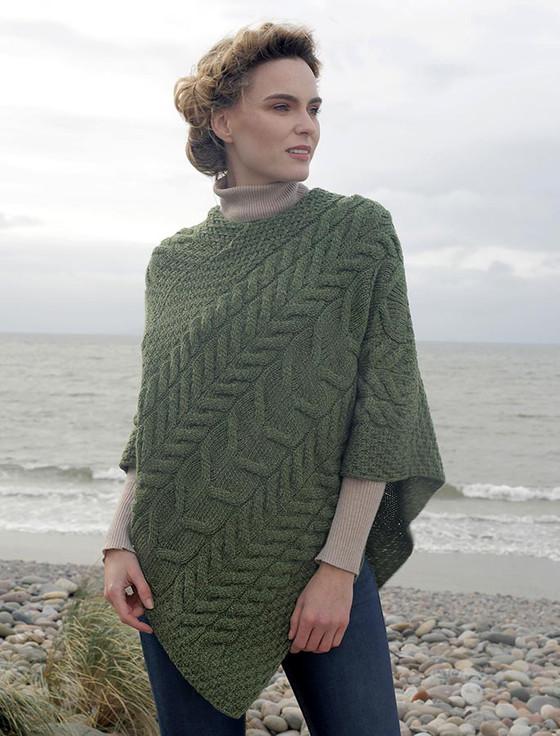 aran cashmere Super Soft Cable Stitch Poncho‎‎‎‎‎‎