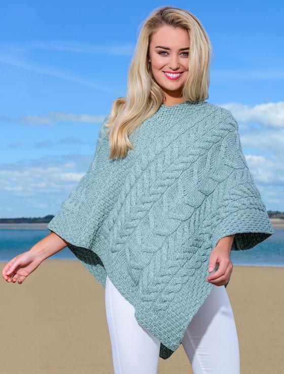 Aran Cashmere Super Soft Cable Stitch Poncho‎‎