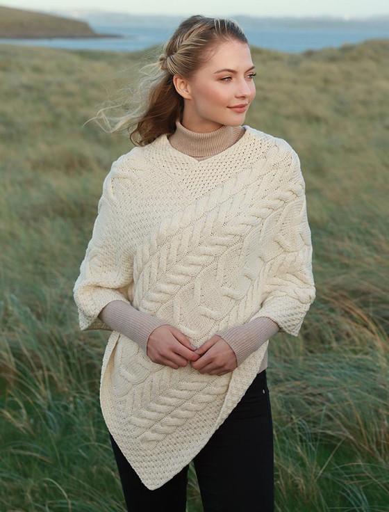 Aran Cashmere Super Soft‎ Cable Stitch‎ Poncho‎‎