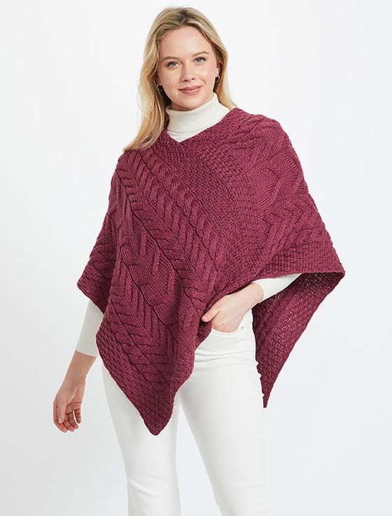 Aran Cashmere Super Soft Cable Stitch Poncho‎‎‎