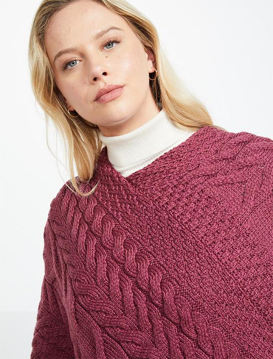 Aran Cashmere Super Soft Cable Stitch Poncho‎‎‎