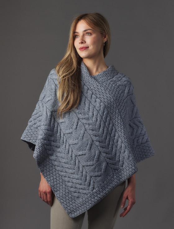 aran cashmere Super Soft Cable Stitch Poncho