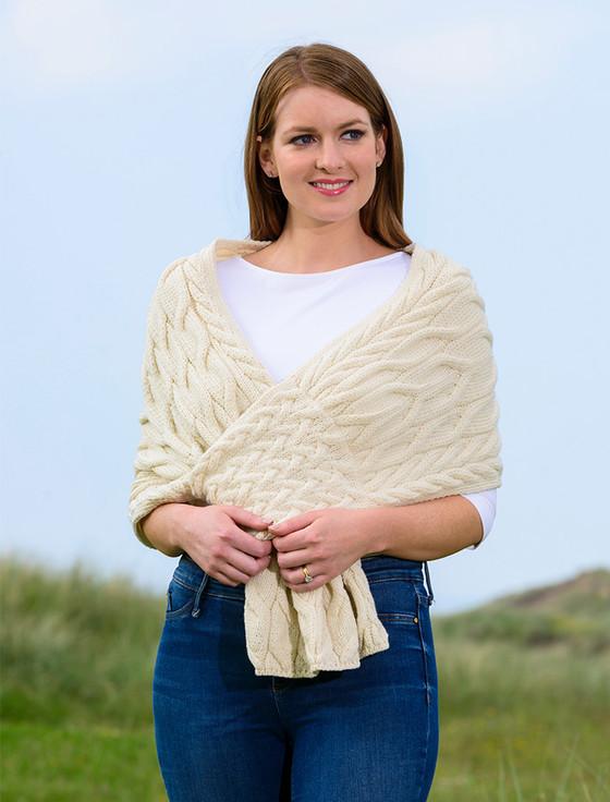 aran cashmere Super Soft Cabled Shawl‎‎
