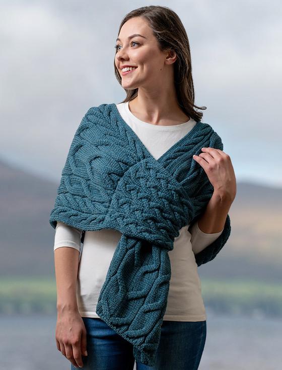 aran cashmere Super Soft Cabled Shawl‎‎‎‎‎