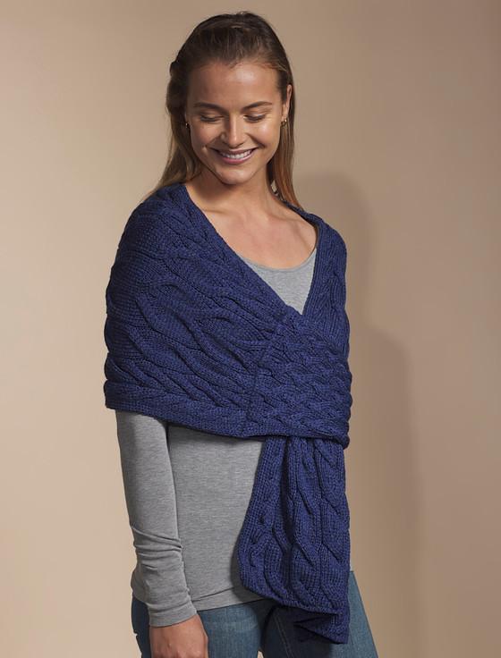 Aran Cashmere ‎Super‎ Soft Cabled Shawl‎‎‎‎‎