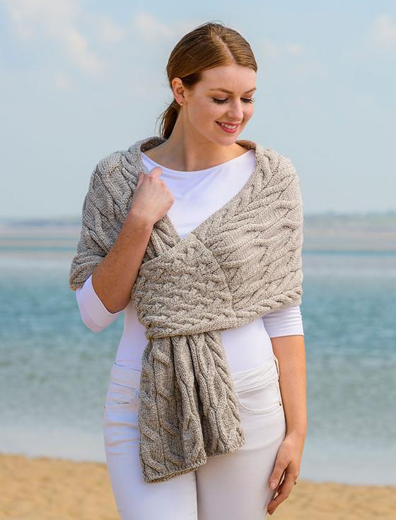 Aran Cashmere Super Soft Cabled Shawl‎‎‎