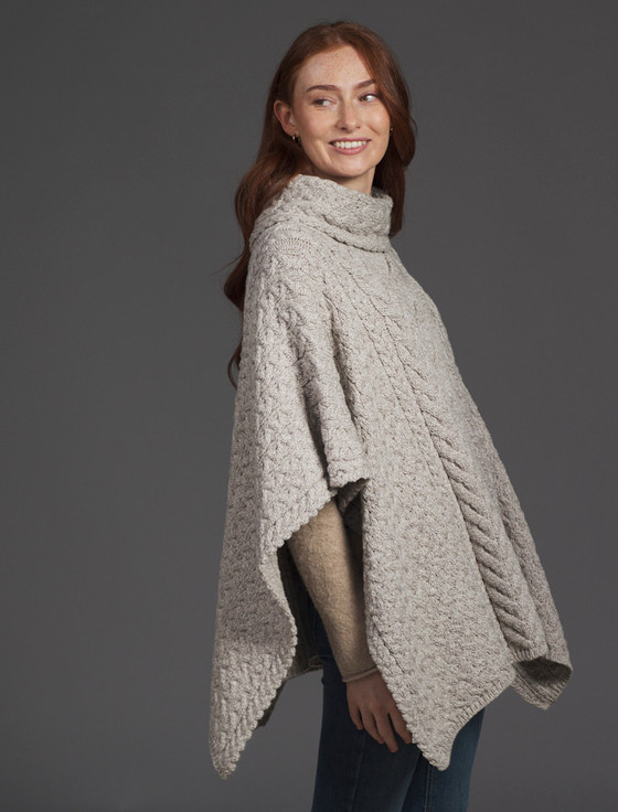 Aran Cashmere Super Soft Cowl Neck Poncho‎‎‎‎‎‎‎‎