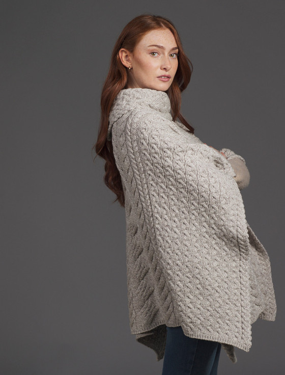 Aran Cashmere Super Soft Cowl Neck Poncho‎‎‎‎‎‎‎‎