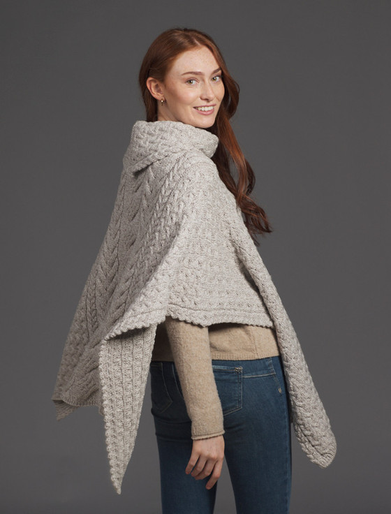 Aran Cashmere Super Soft Cowl Neck Poncho‎‎‎‎‎‎‎‎