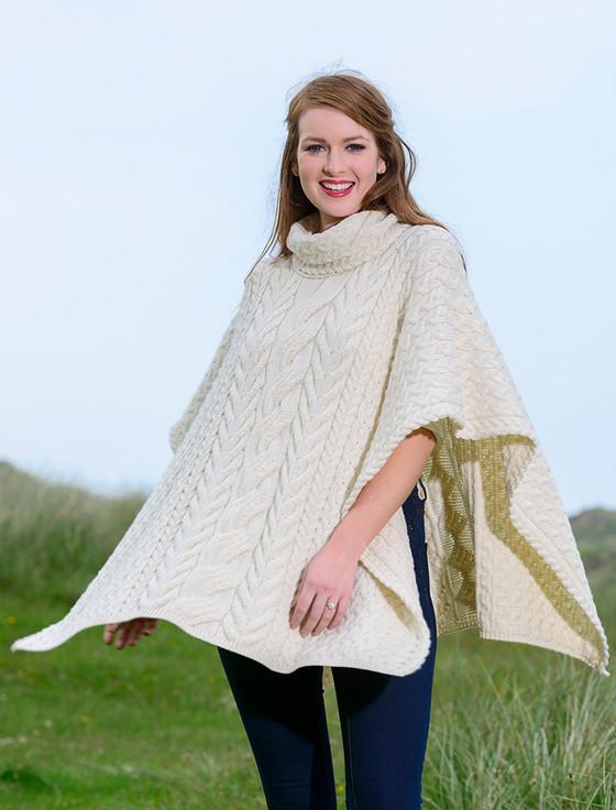 Aran Cashmere Super Soft Cowl Neck Poncho‎‎‎‎