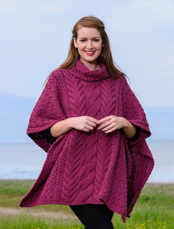 Aran Cashmere Super Soft Cowl Neck Poncho‎‎‎‎