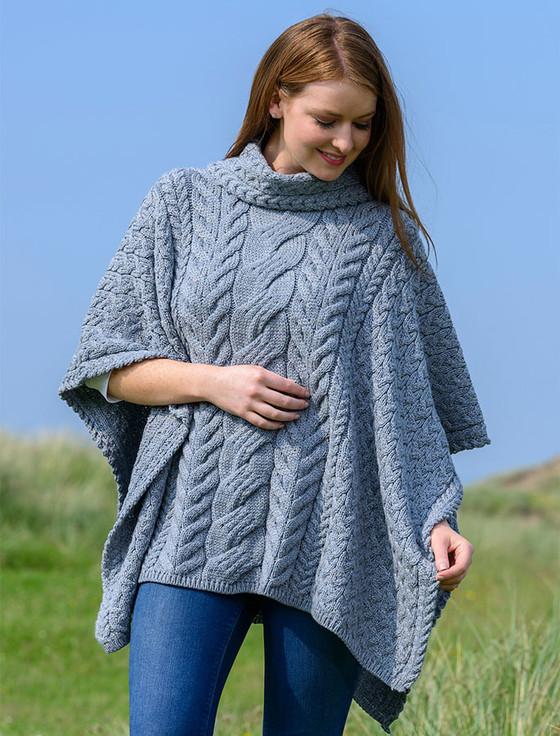 Aran Cashmere Super Soft Cowl Neck Poncho‎‎‎