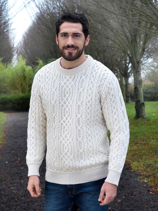 aran cashmere Super Soft Crew Neck Aran Sweater