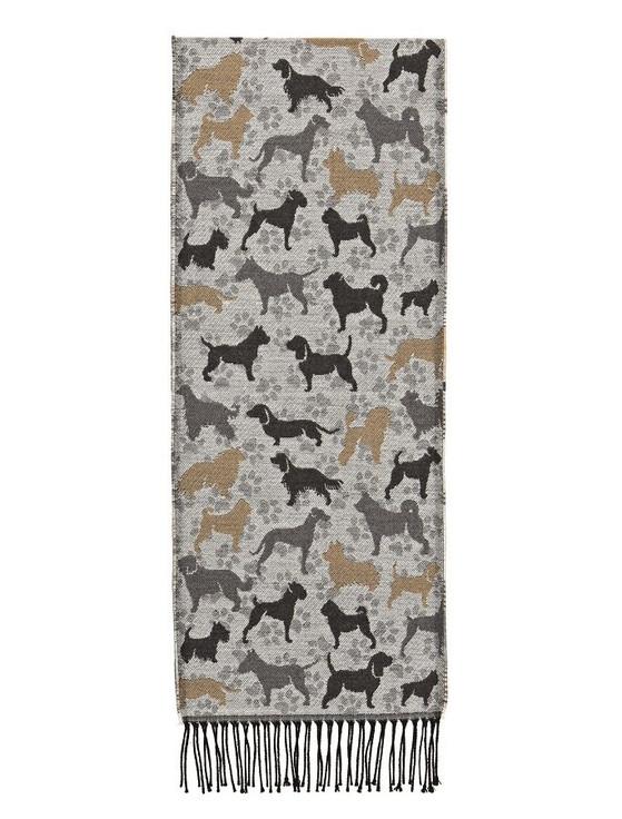 Aran Cashmere Super Soft Fringed Scarf - Dog Motif