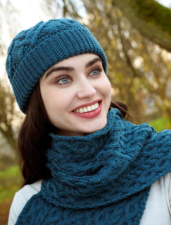 aran cashmere Super Soft Heart Design Aran Hat