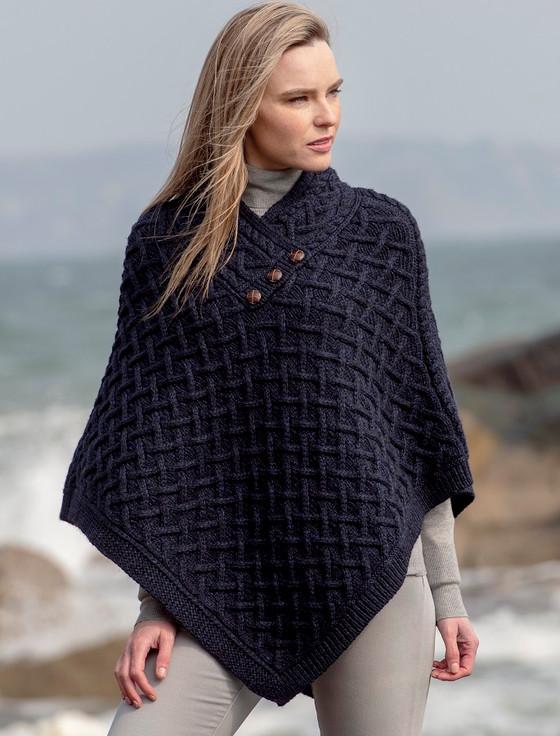 Aran Cashmere Super Soft Lattice Stitch Poncho