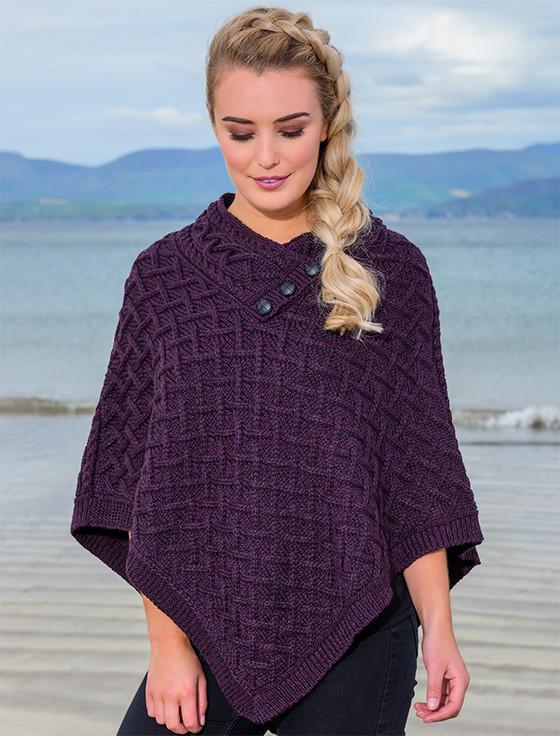 Aran Cashmere Super Soft Lattice Stitch Poncho