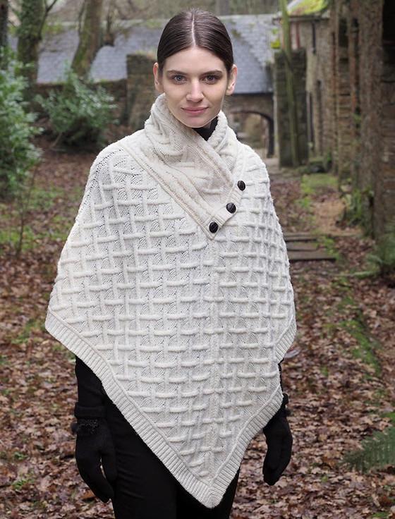 aran cashmere Super Soft Lattice Stitch Poncho‎‎‎‎