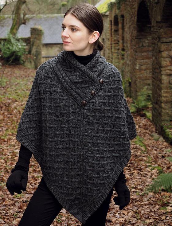Aran Cashmere Super Soft Lattice Stitch Poncho‎‎‎‎‎