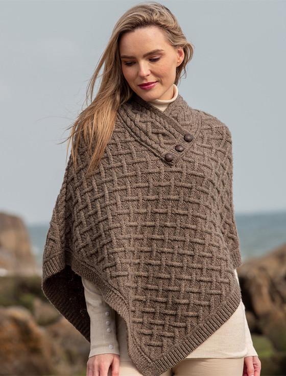 aran cashmere Super Soft Lattice Stitch Poncho
