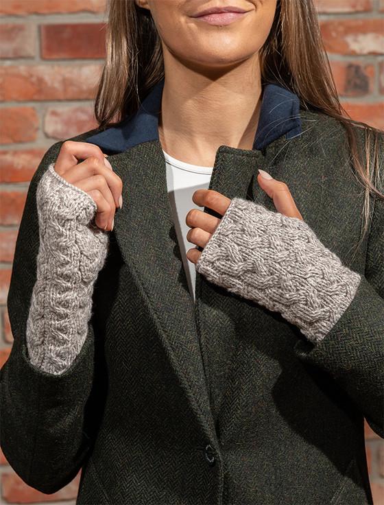 Aran Cashmere Super Soft Long Fingerless Mittens