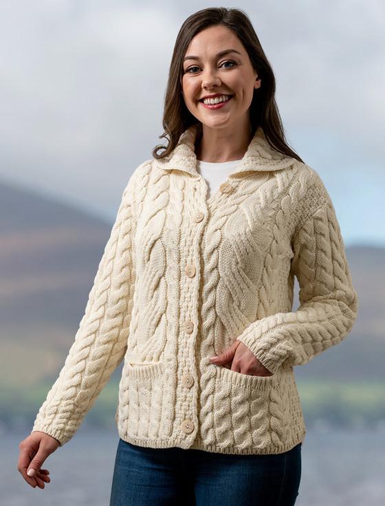 Aran Cashmere Super Soft Luxury Button-Up Cardigan‎‎