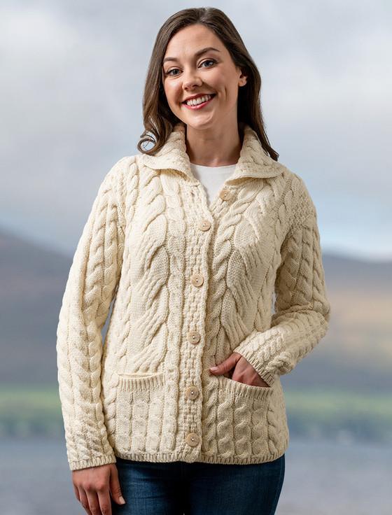 Aran Cashmere Super Soft Luxury Button-Up Cardigan‎