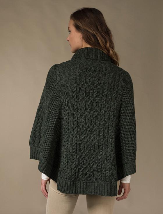Aran Cashmere Super Soft P‎oncho Rib Neck‎