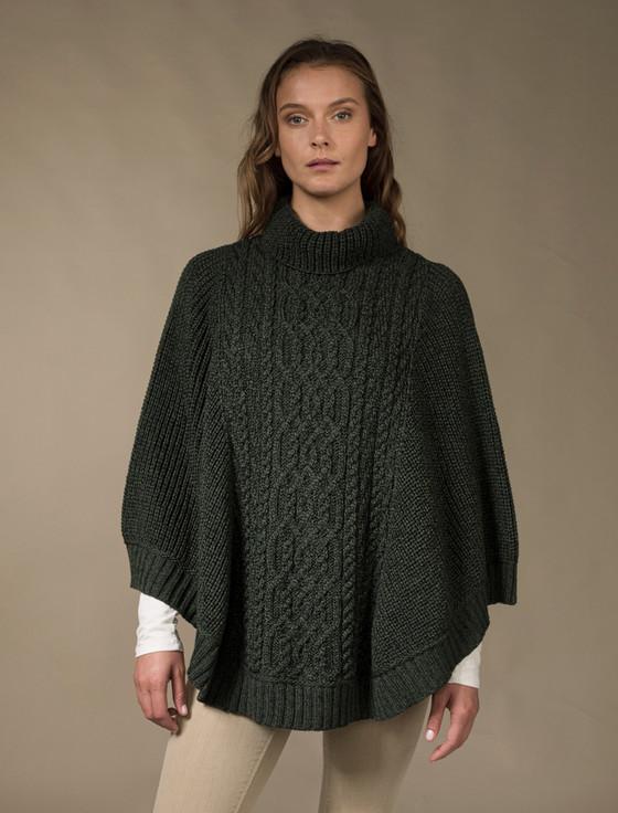 aran cashmere Super Soft P‎oncho Rib Neck‎
