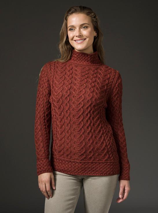 aran cashmere Super Soft Polo Neck Aran Sweater