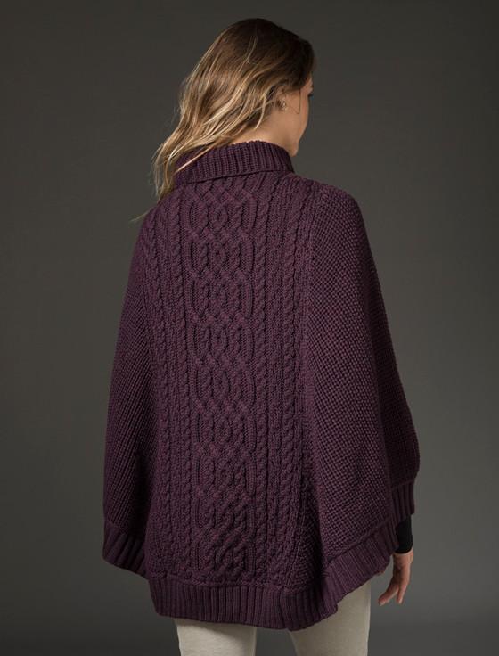 Aran Cashmere Super Soft Po‎ncho Rib Neck‎