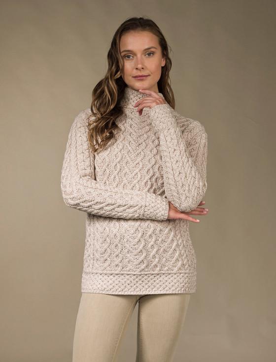 Aran Cashmere ‎Super Soft Polo Ne‎ck Aran Sweater‎‎
