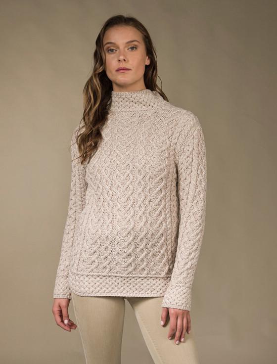 aran cashmere ‎Super Soft Polo Ne‎ck Aran Sweater‎‎
