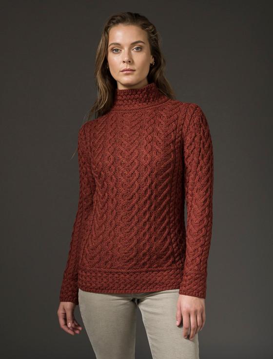 Aran Cashmere Super Soft Polo Neck Aran Sweater