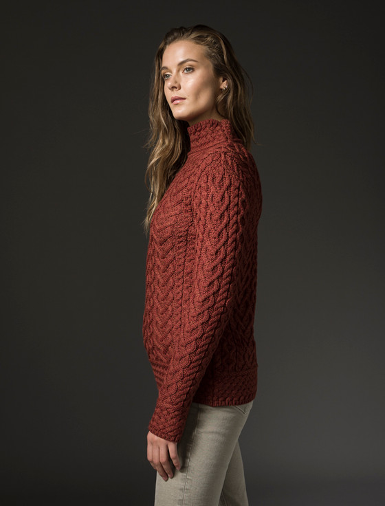 Aran Cashmere Super Soft Polo Neck Aran Sweater