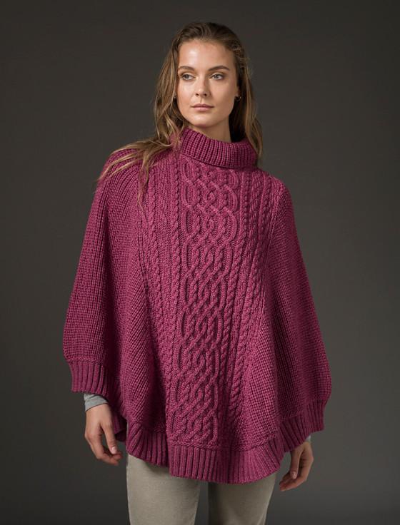 aran cashmere Super Soft Pon‎cho Rib Ne‎ck‎‎