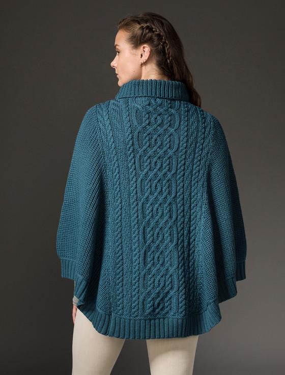 Aran Cashmere ‎Super Soft Ponc‎ho Rib Neck‎