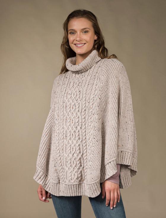 aran cashmere Super Soft Poncho Rib Neck