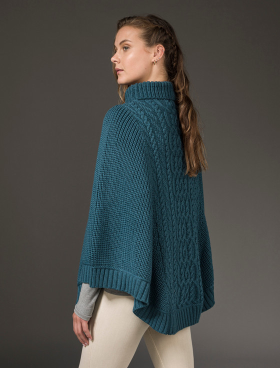Aran Cashmere Super Soft Poncho Rib Neck